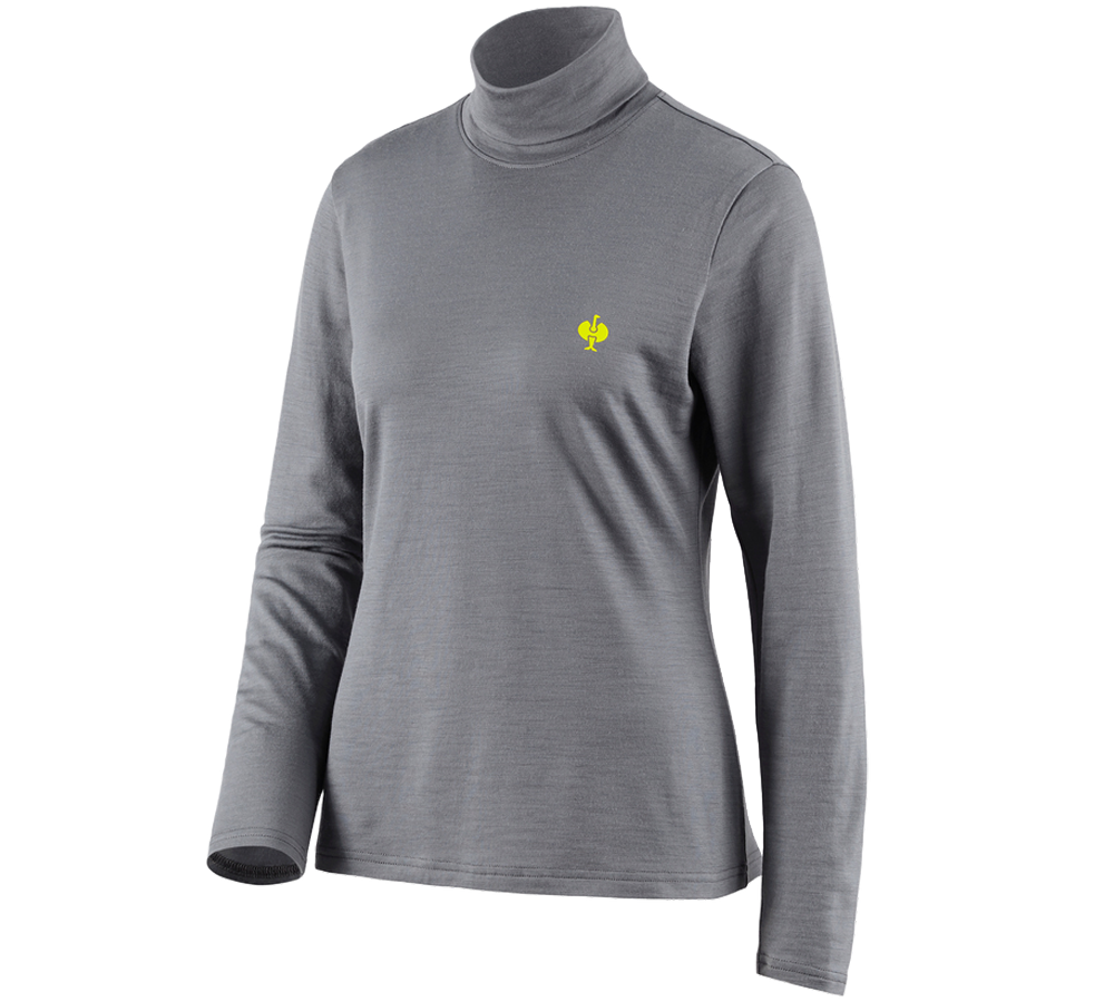 Trička | Svetry | Košile: Triko s rolákem Merino e.s.trail, dámská + čedičově šedá/acidově žlutá