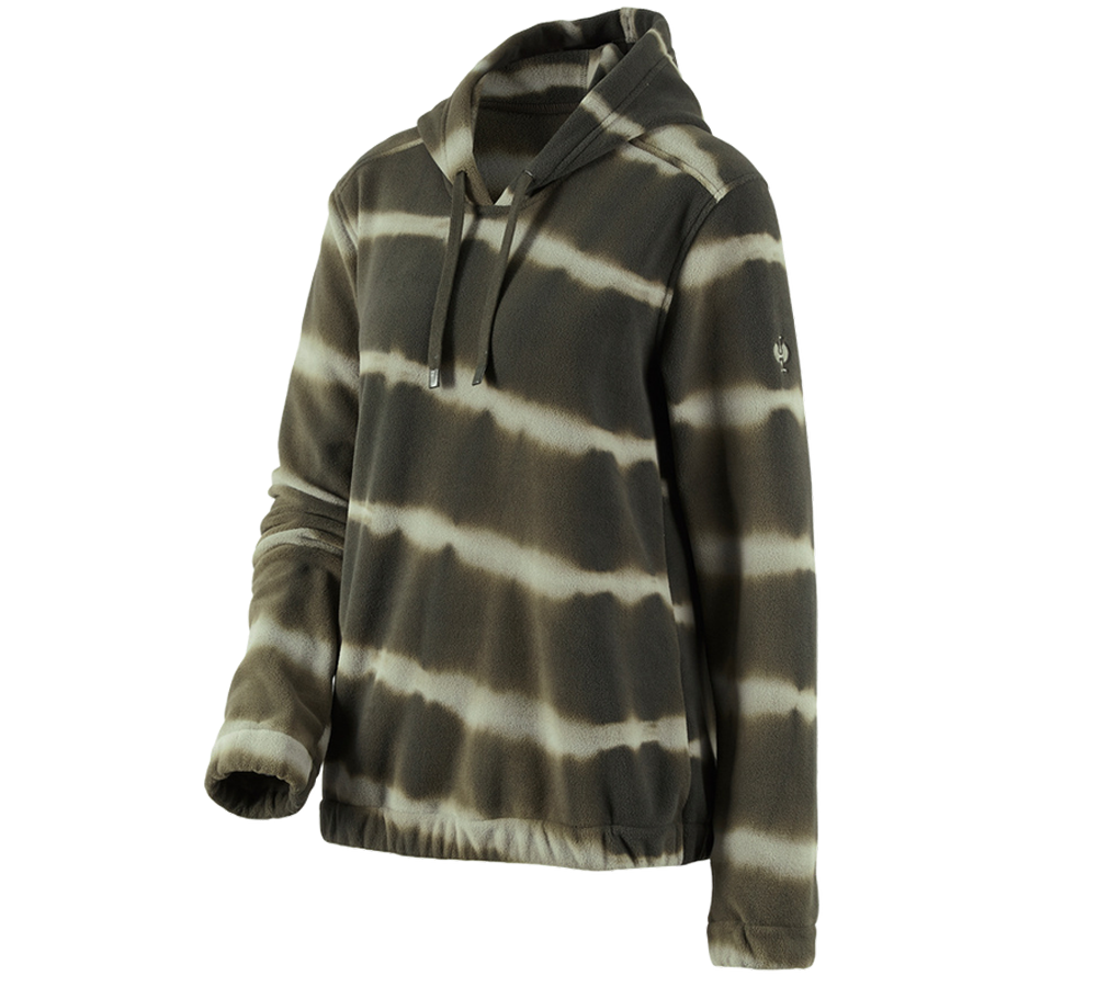 Trička | Svetry | Košile: Fleecová mikina s kapuci tie-dye e.s.motion ten,da + maskovací zelená/rašelinová zelená