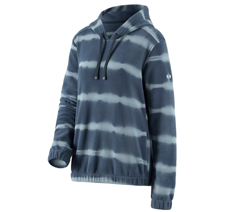 Trička | Svetry | Košile: Fleecová mikina s kapuci tie-dye e.s.motion ten,da + břidlicová modrá/kouřově modrá