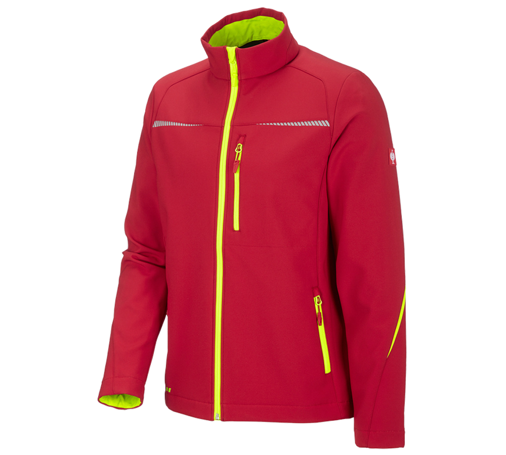 Pracovní bundy: Softshellová bunda e.s.motion 2020 + ohnivě červená/výstražná žlutá