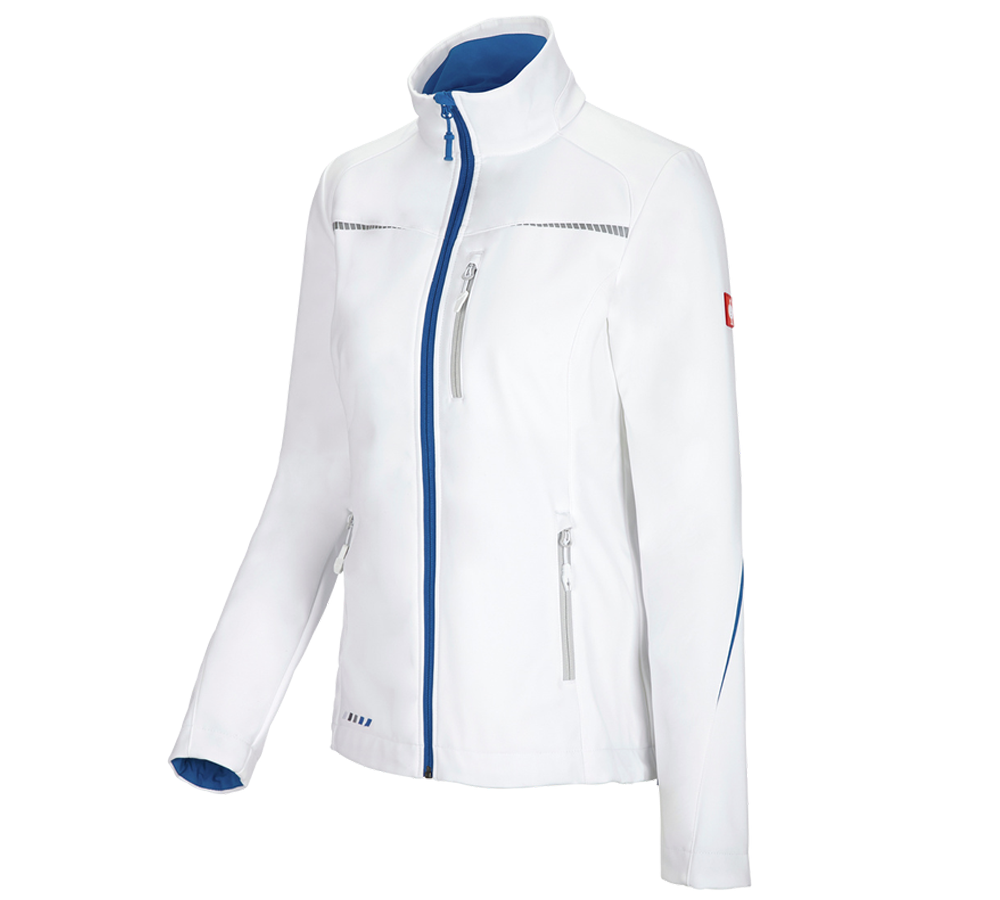 Pracovní bundy: Softshellová bunda e.s.motion 2020, dámská + bílá/enciánově modrá