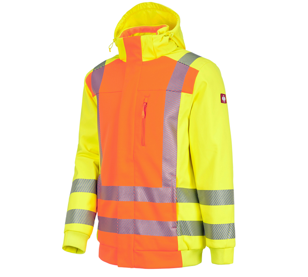 Pracovní bundy: Výstražné zimní softshellová bunda e.s.motion 2020 + výstražná oranžová/výstražná žlutá