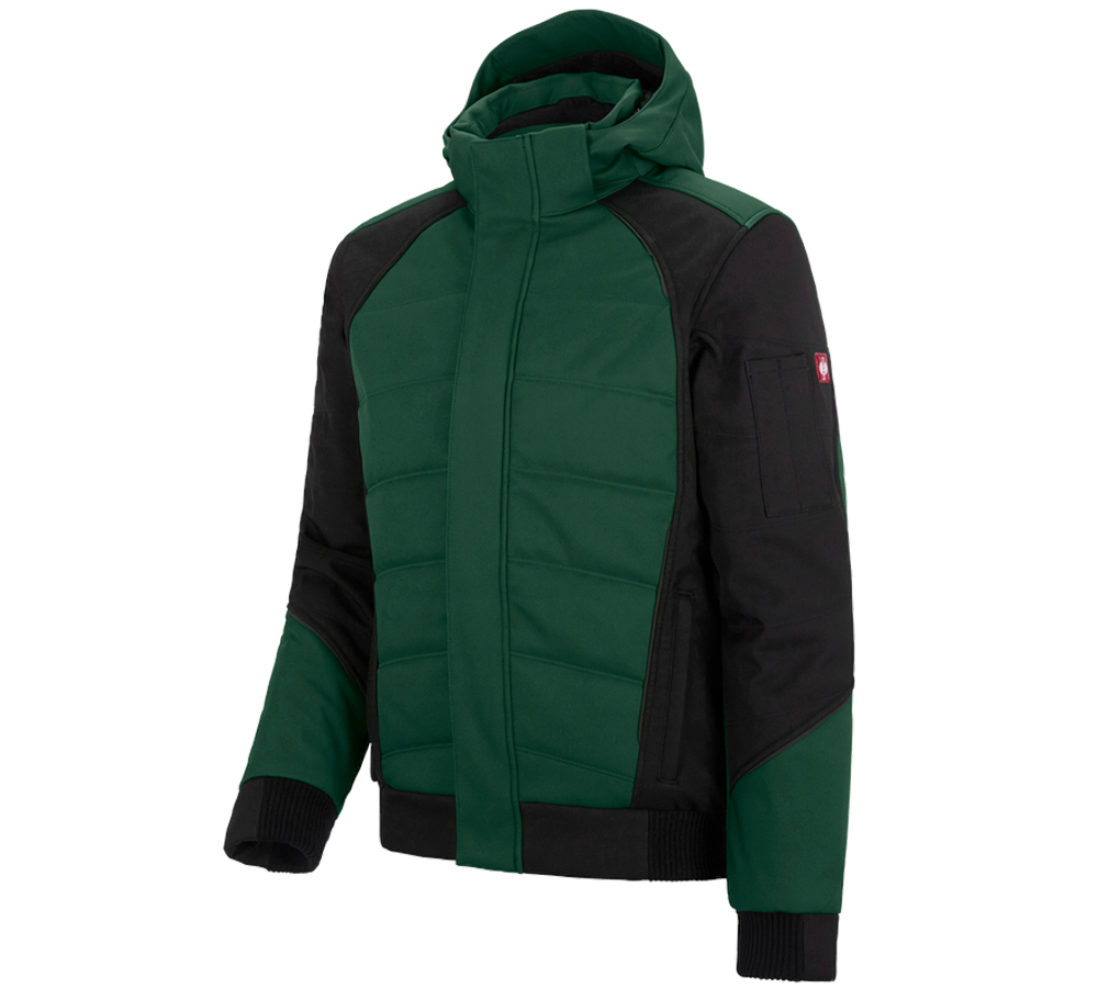 Pracovní bundy: Zimní softshellová bunda e.s.vision + zelená/černá