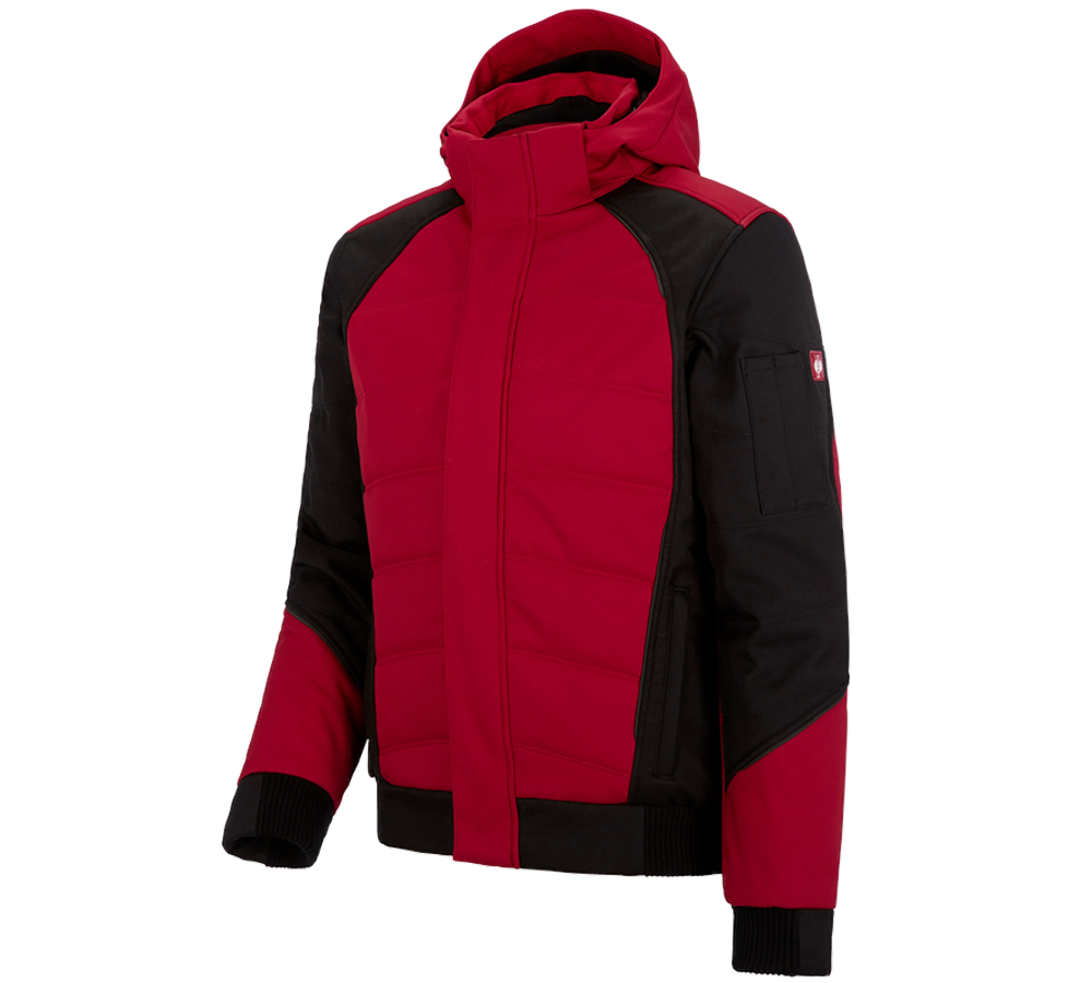 Pracovní bundy: Zimní softshellová bunda e.s.vision + červená/černá