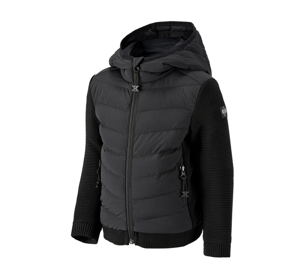 Bundy: Úpletová bunda kapucí hybrid e.s.motion ten,dětské + černá