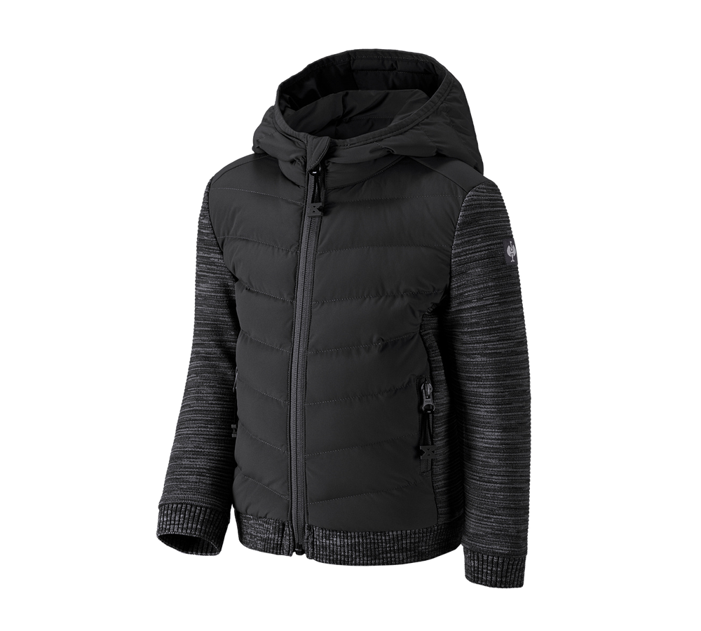 Bundy: Úpletová bunda kapucí hybrid e.s.motion ten,dětské + oxidově černá melange
