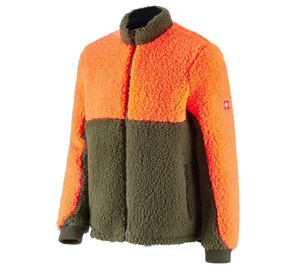 Pracovní bundy: e.s. Lesnická bunda z vlákenného rouna + výstražná oranžová/bahnitá zelená