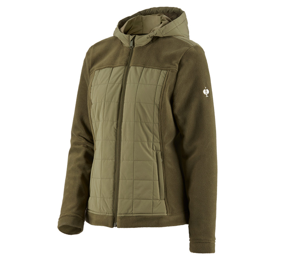 Témata: Fleecová bunda kapucí hybrid e.s.concrete,dámské + bahnitá zelená/kavylová zelená