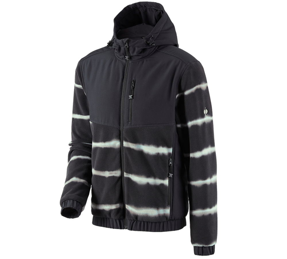 Pracovní bundy: Fleecová bunda s kapucí hyb tie-dye e.s.motion ten + oxidově černá/magnetická šedá