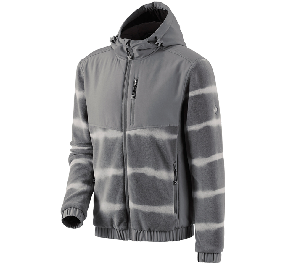 Pracovní bundy: Fleecová bunda s kapucí hyb tie-dye e.s.motion ten + granitová/opálově šedá