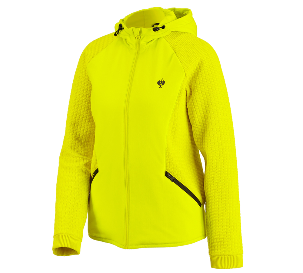 Pracovní bundy: Úpletová bunda s kapucí hybrid e.s.trail, dámská + acidově žlutá/černá