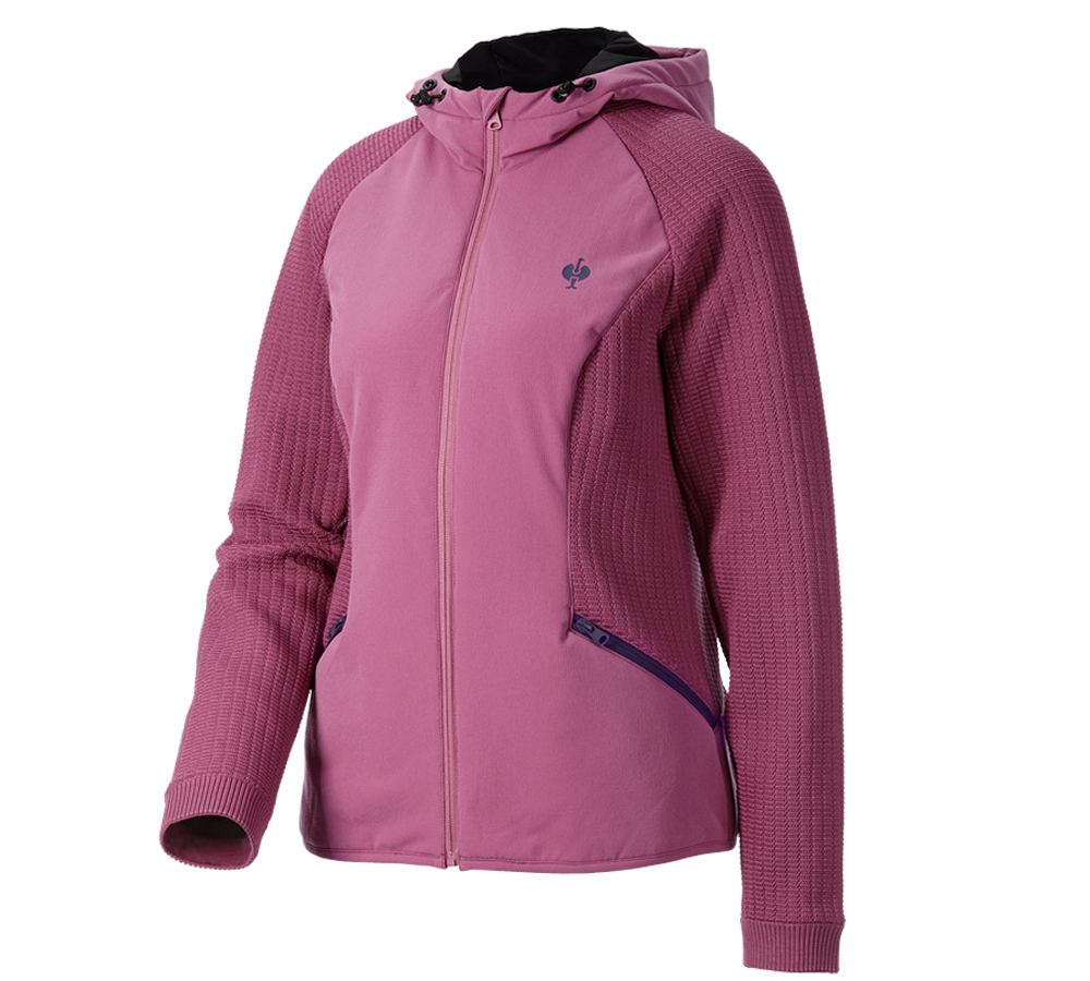 Oděvy: Úpletová bunda s kapucí hybrid e.s.trail, dámská + tara pink/hlubinněmodrá
