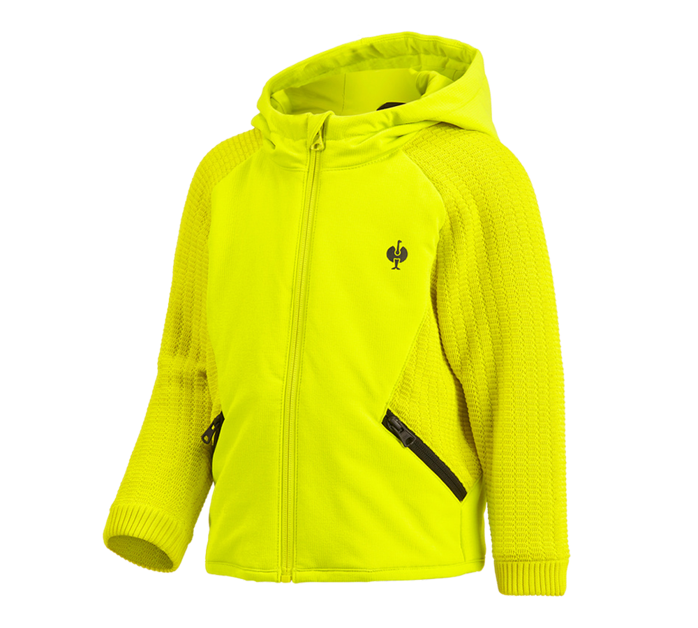 Bundy: Úpletová bunda s kapucí hybrid e.s.trail, dětský + acidově žlutá/černá