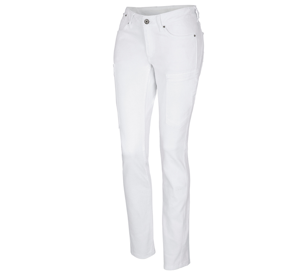 Pracovní kalhoty: e.s. Džíny se 7 kapsami, dámské + bílá