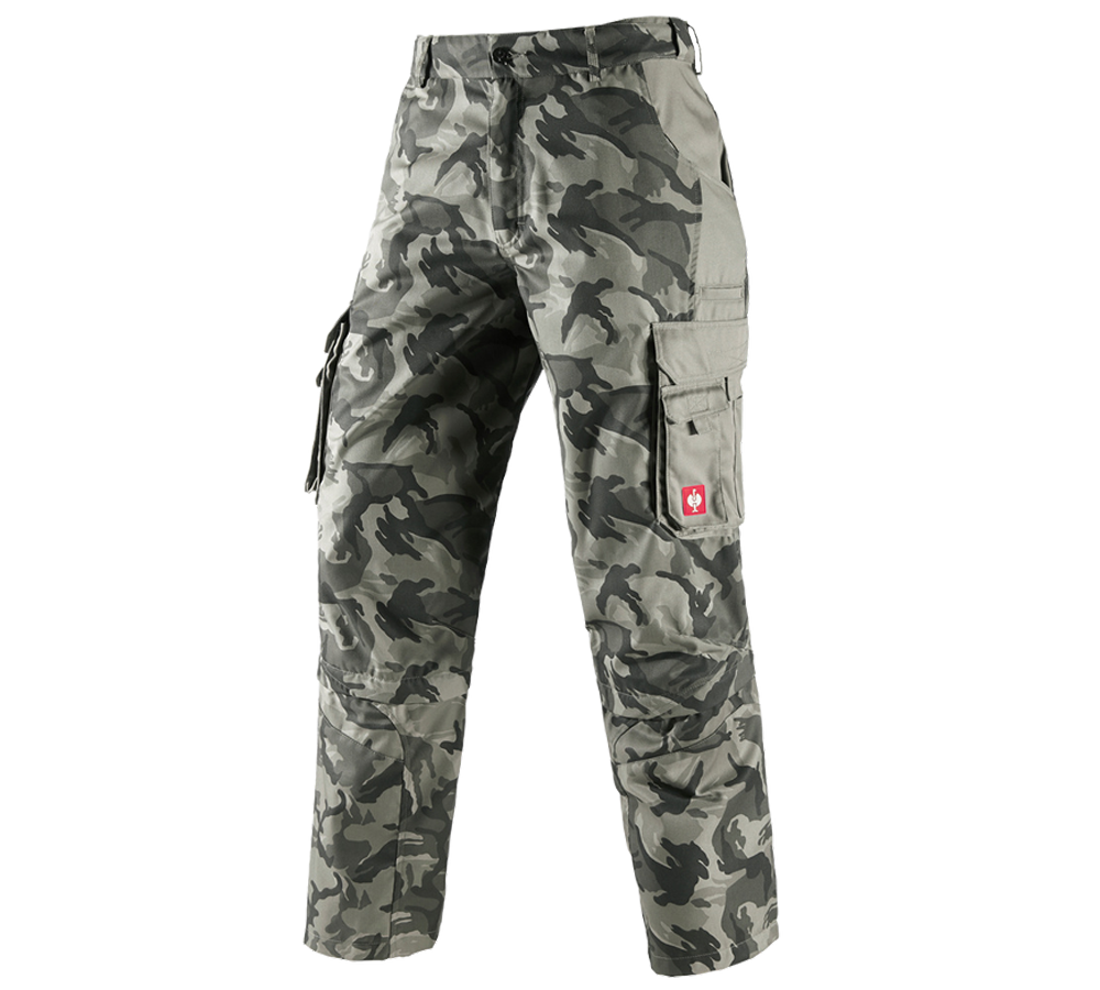 Pracovní kalhoty: Kalhoty s odepínacími nohavicemi e.s. camouflage + maskovací kamenně šedá