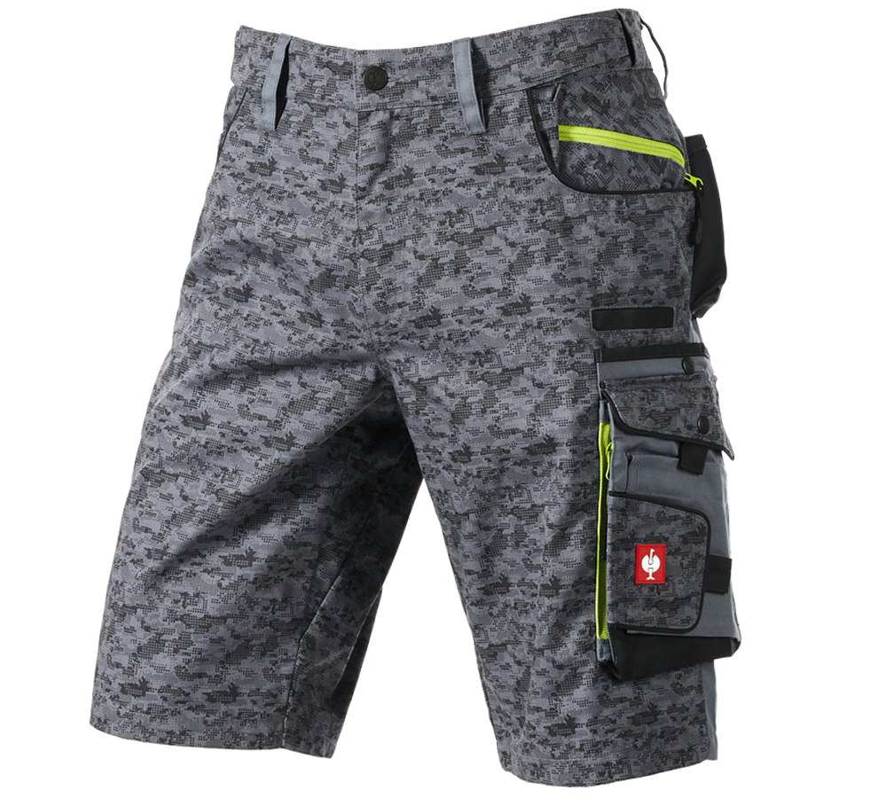 Pracovní kalhoty: e.s. Šortky Pixel + šedá/grafit/limetková