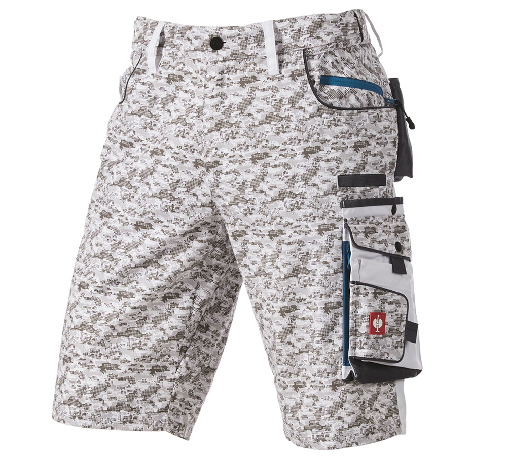 Pracovní kalhoty: e.s. Šortky Pixel + bílá/šedá/petrolejová