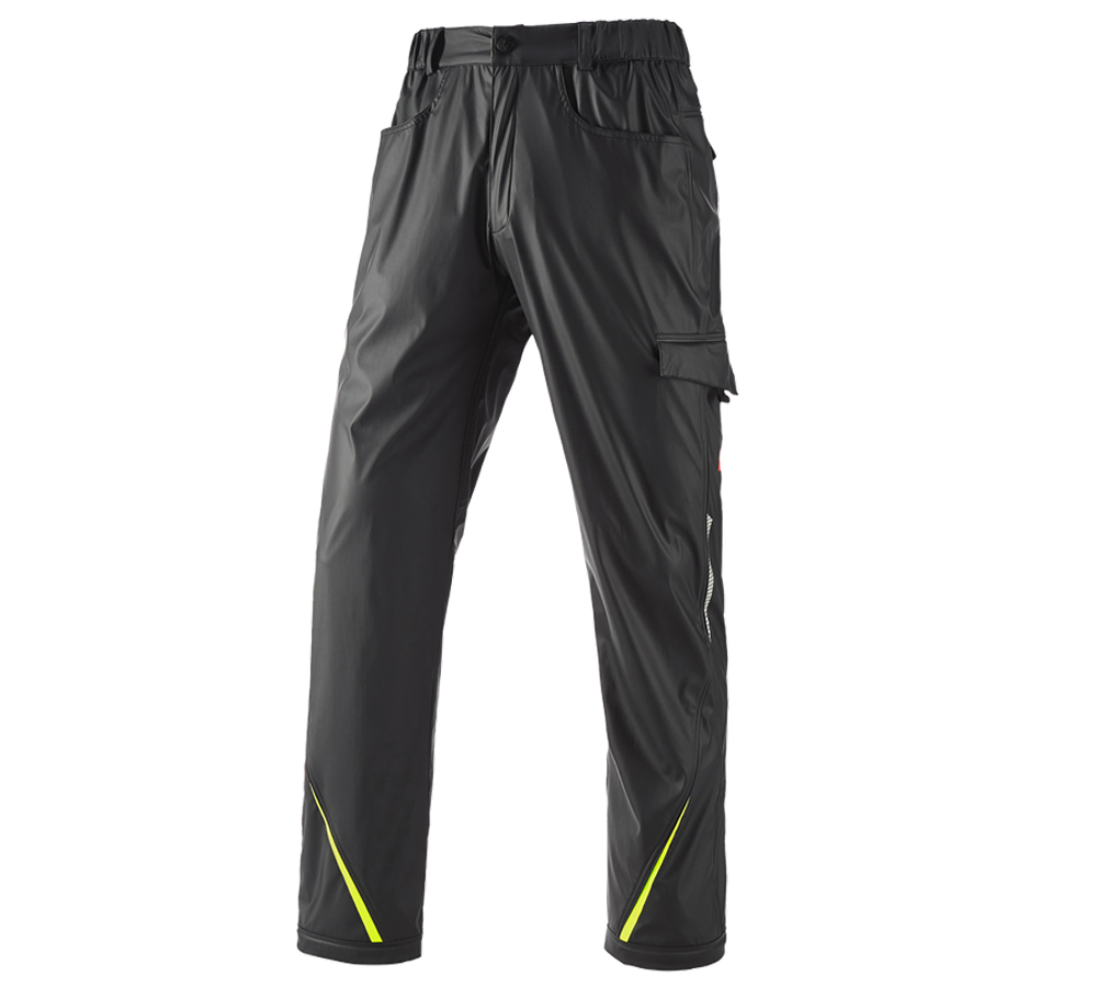 Pracovní kalhoty: Kalhoty do deště e.s.motion 2020 superflex + černá/výstražná žlutá/výstražná oranžová