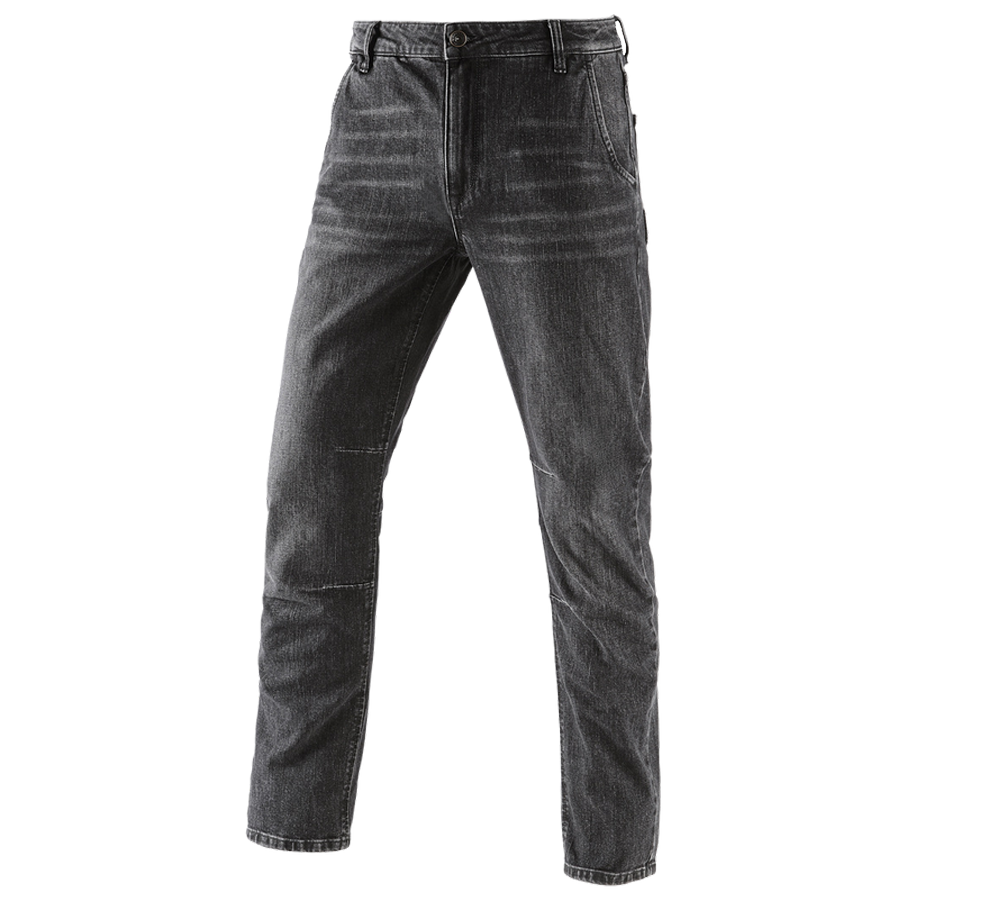 Pracovní kalhoty: e.s. Džíny s 5 kapsami POWERdenim + blackwashed