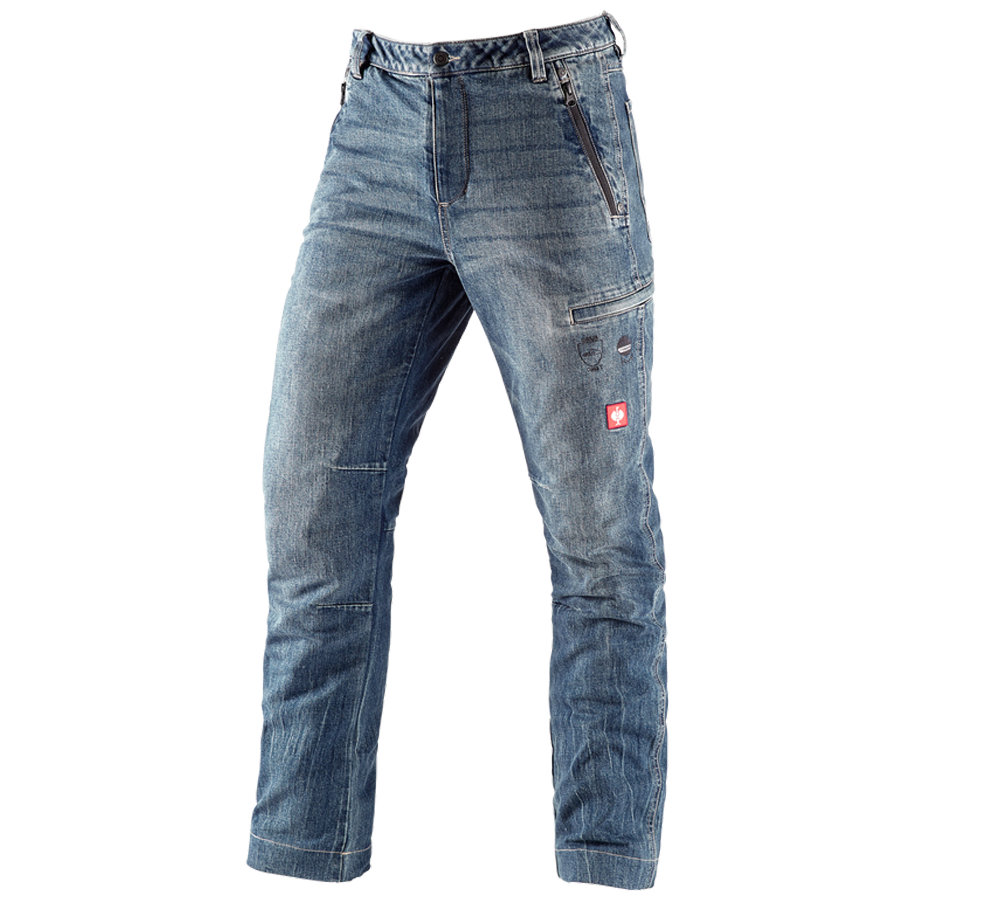 Pracovní kalhoty: e.s. Lesnické džíny s ochranou proti pořezu + stonewashed
