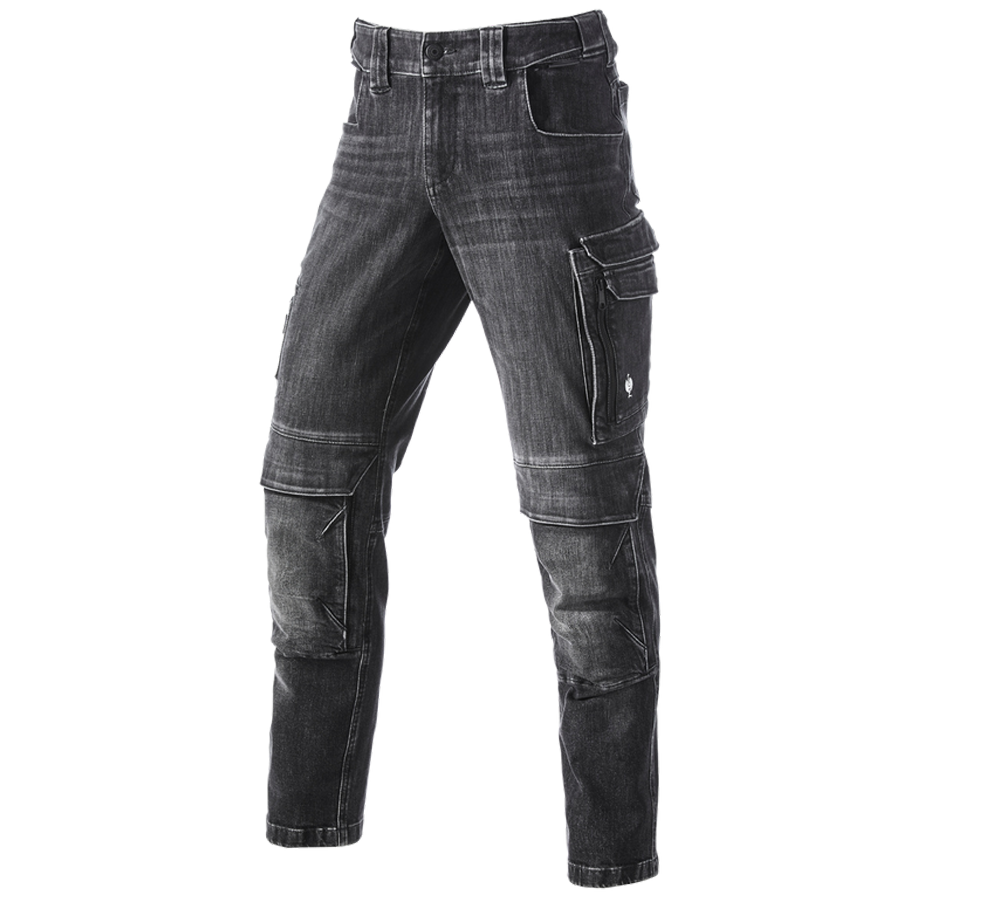 Pracovní kalhoty: Pracovní džíny cargo e.s.concrete + blackwashed