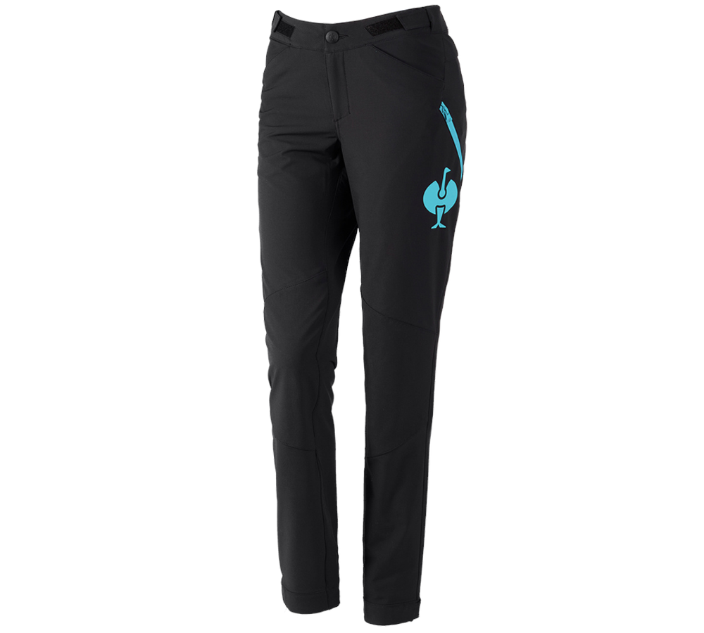 Pracovní kalhoty: Funkční kalhoty e.s.trail, dámské + černá/lazuritová tyrkysová
