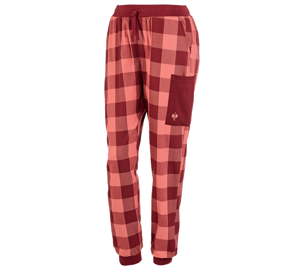 Doplňky: e.s. Pyžamo kalhoty, dámské + burgundská/pastelová červená