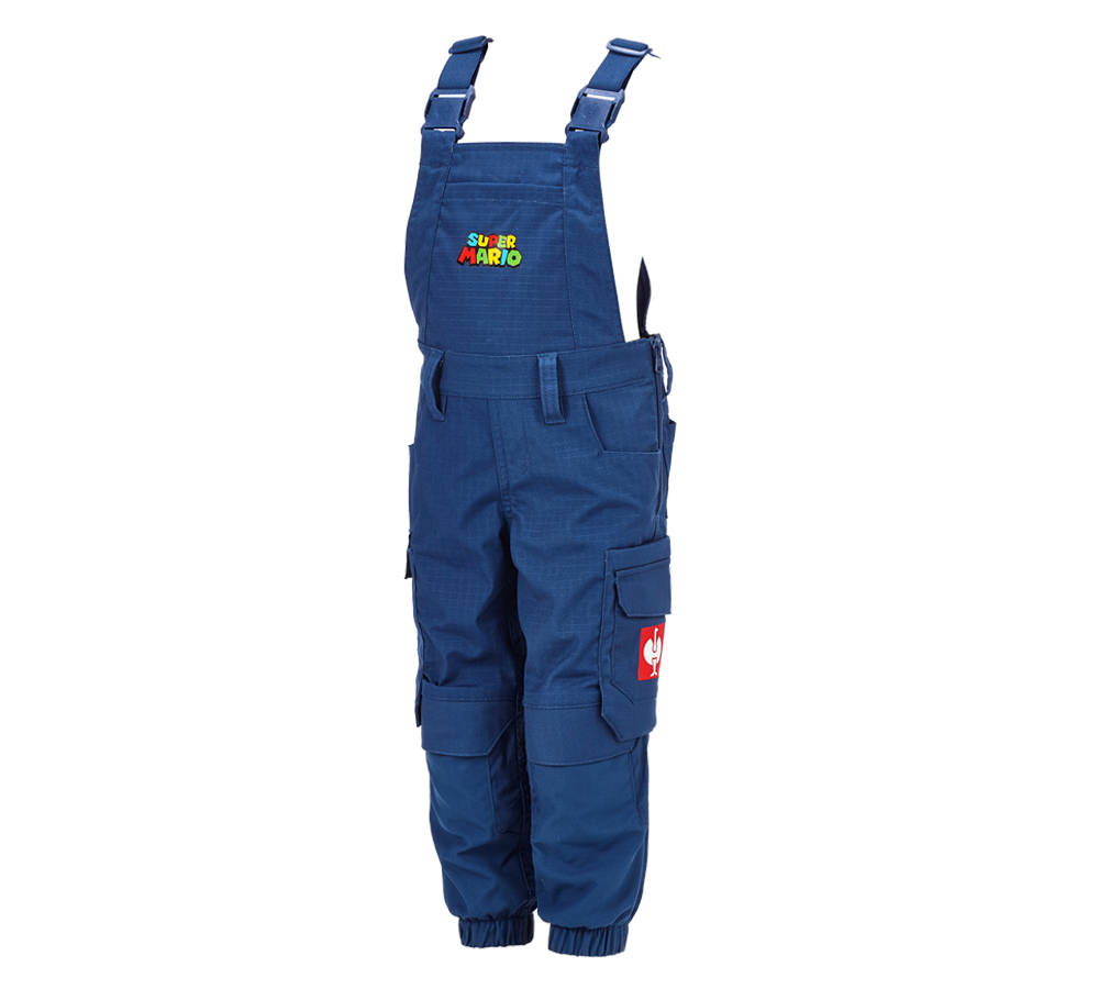 Kalhoty: Dětské kalhoty s laclem Super Mario + alkalická modrá