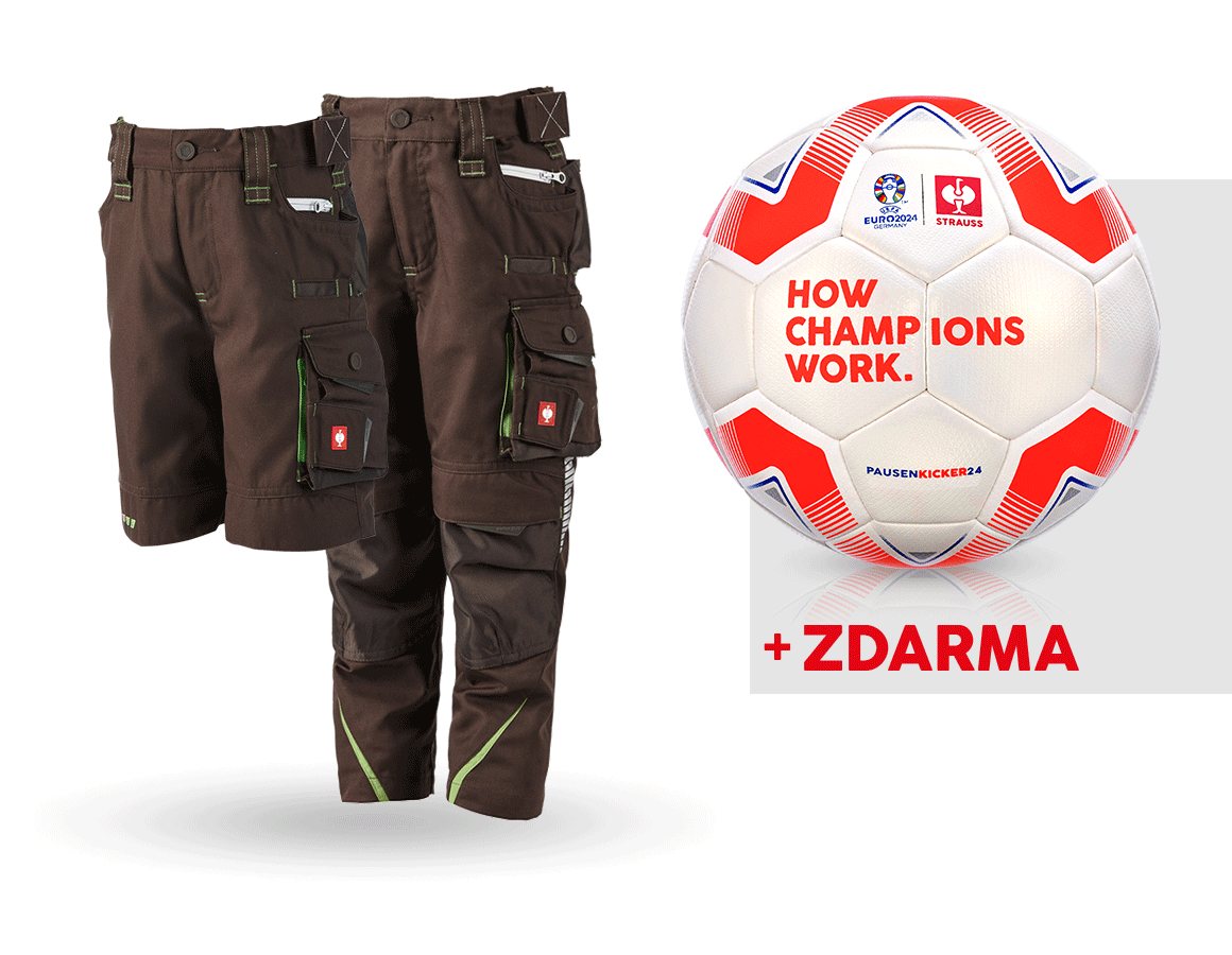 Oděvy: SADA:Dětské kalhoty+šortky e.s.motion 2020+fotbal. + kaštan/mořská zelená