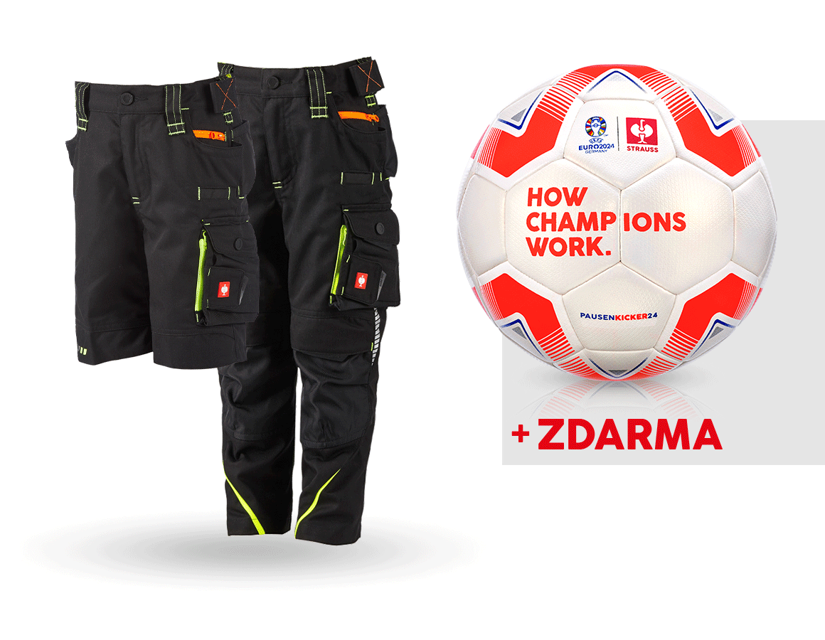 Oděvy: SADA:Dětské kalhoty+šortky e.s.motion 2020+fotbal. + černá/výstražná žlutá/výstražná oranžová