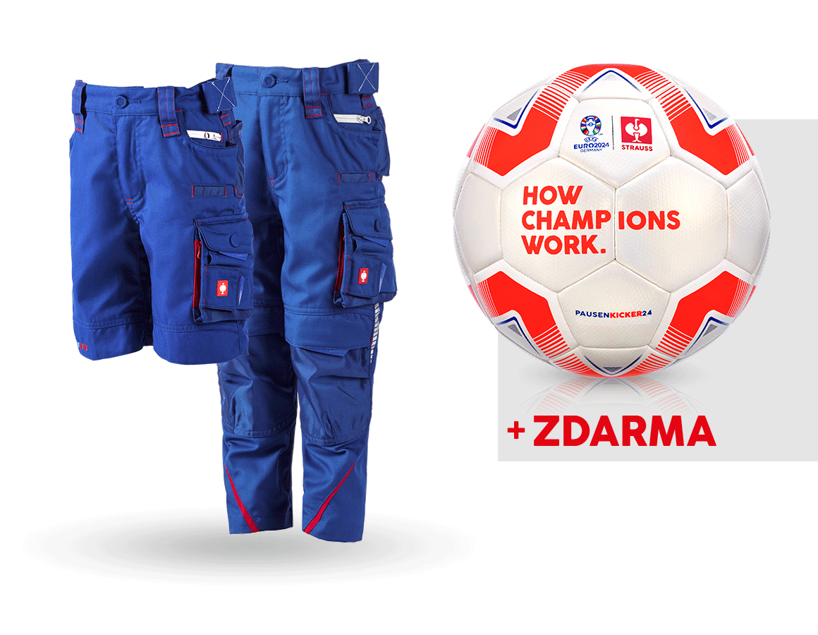Oděvy: SADA:Dětské kalhoty+šortky e.s.motion 2020+fotbal. + modrá chrpa/ohnivě červená