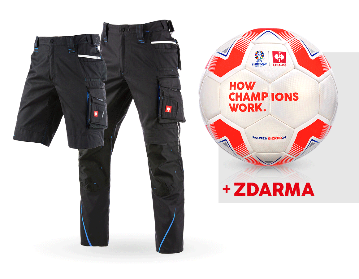 Spolupráce: SADA: Kalhoty e.s.motion 2020+šortky+fotbalový míč + grafit/enciánově modrá