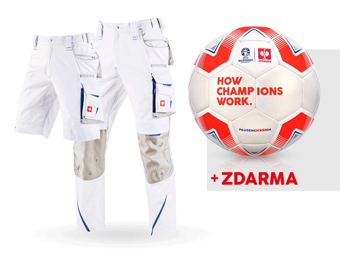 Spolupráce: SADA: Kalhoty e.s.motion 2020+šortky+fotbalový míč + bílá/enciánově modrá