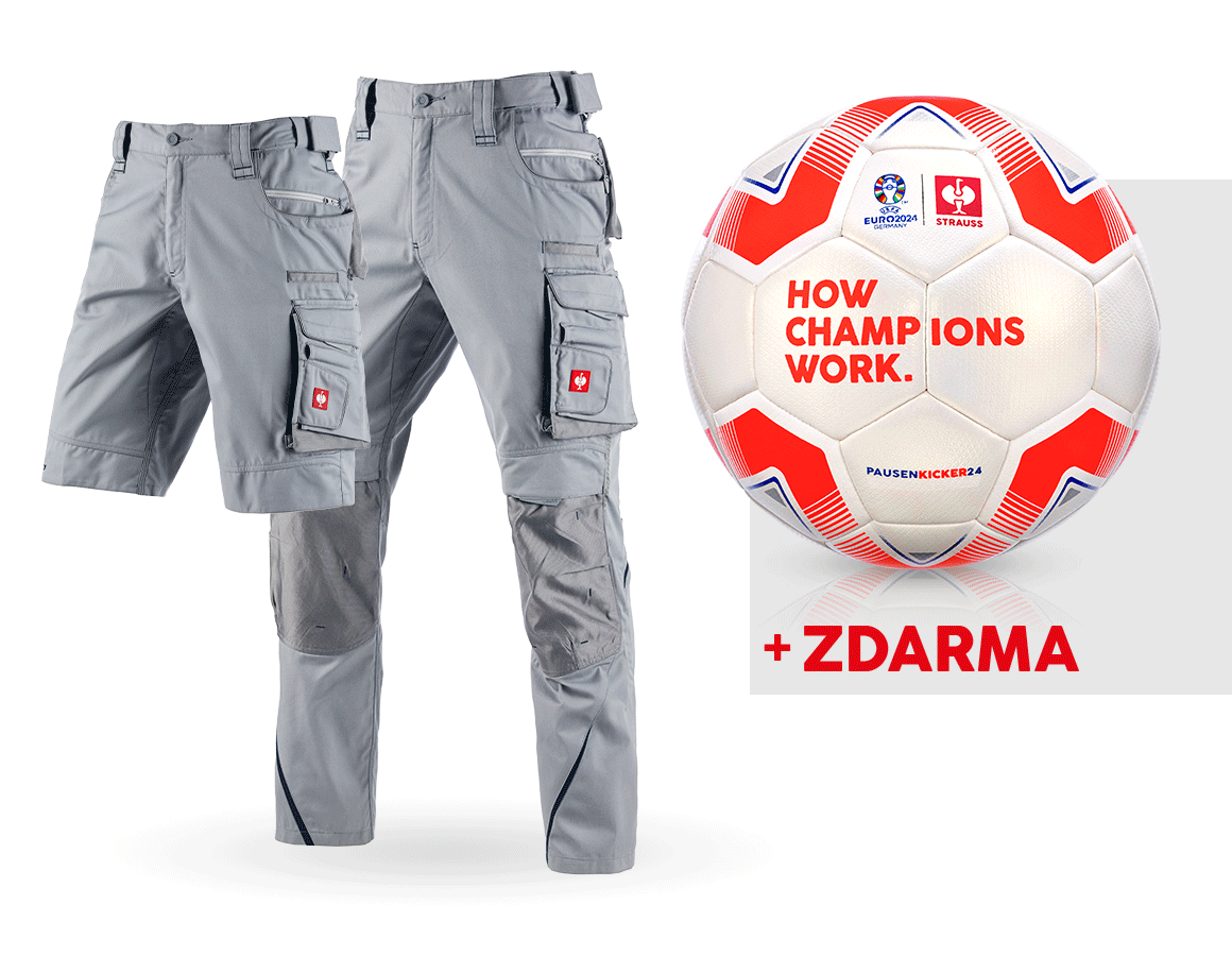Oděvy: SADA: Kalhoty e.s.motion 2020+šortky+fotbalový míč + platinová/mořská modrá