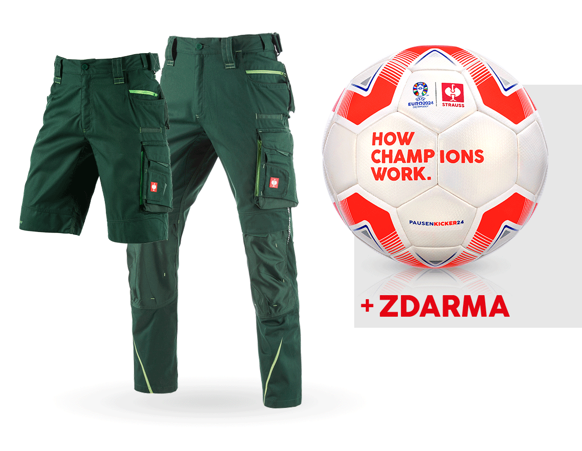 Oděvy: SADA: Kalhoty e.s.motion 2020+šortky+fotbalový míč + zelená/mořská zelená