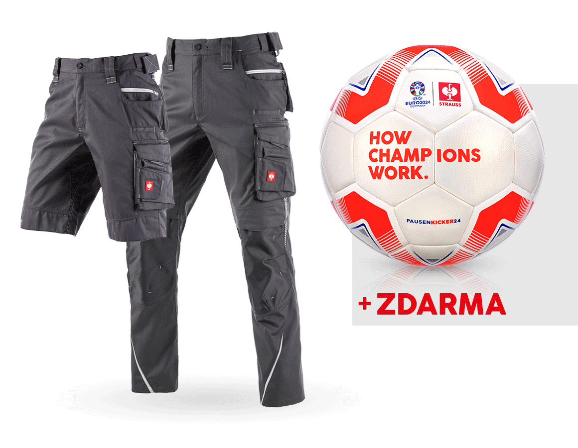 Oděvy: SADA: Kalhoty e.s.motion 2020+šortky+fotbalový míč + antracit/platinová