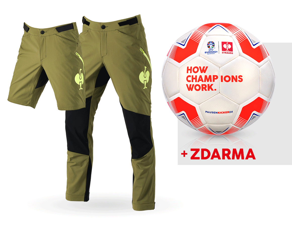 Spolupráce: SADA: Funkční kalhoty e.s.trail + šortky + fotbal + jalovcová zelená/citronově zelená