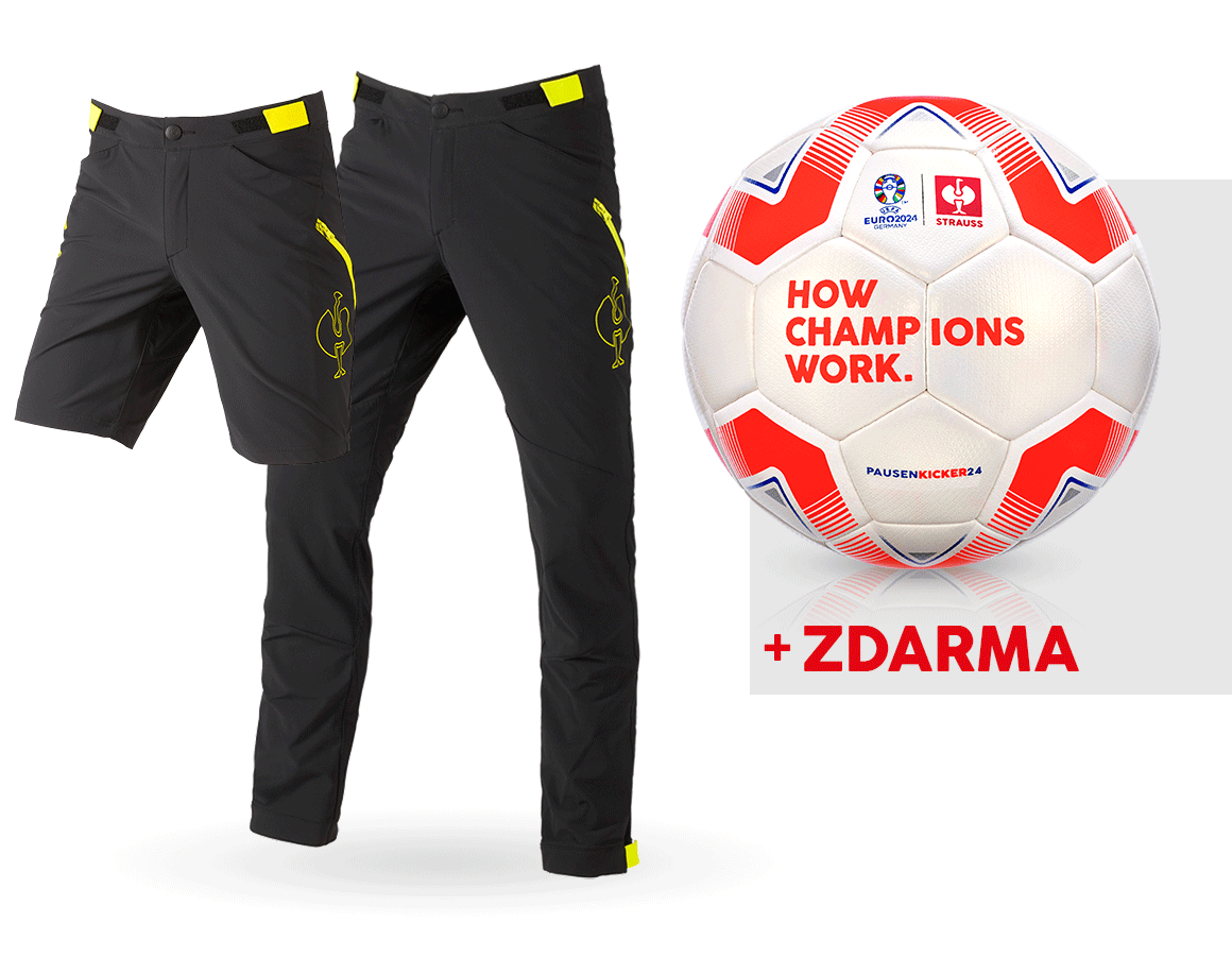 Spolupráce: SADA: Funkční kalhoty e.s.trail + šortky + fotbal + černá/acidově žlutá