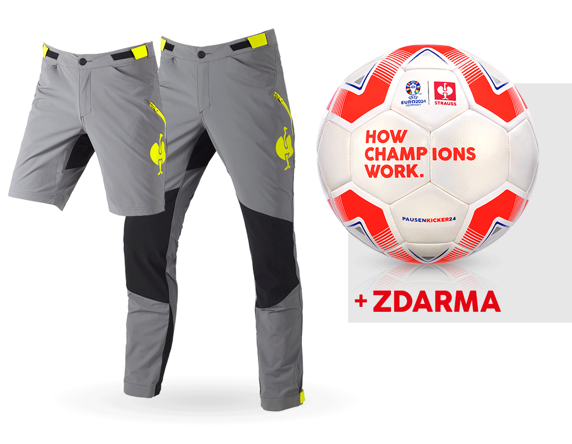 Spolupráce: SADA: Funkční kalhoty e.s.trail + šortky + fotbal + čedičově šedá/acidově žlutá