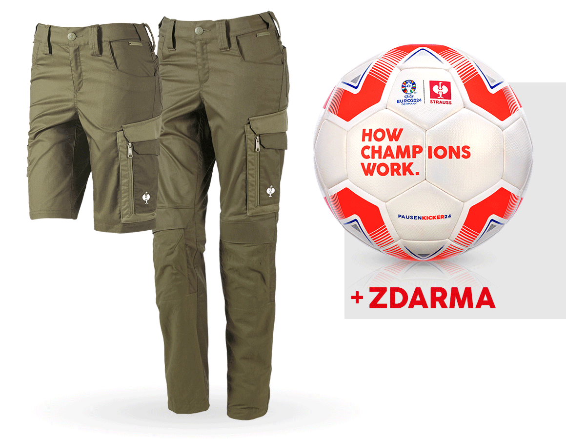 Oděvy: SADA: Kalhoty e.s.concrete light,dámská+šortky+míč + bahnitá zelená/kavylová zelená