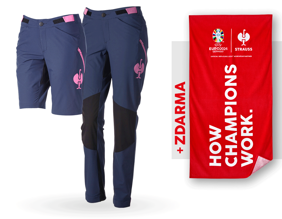 Spolupráce: SADA: Funkční kalhoty e.s.trail,dám.+šortky+osuška + hlubinněmodrá/tara pink