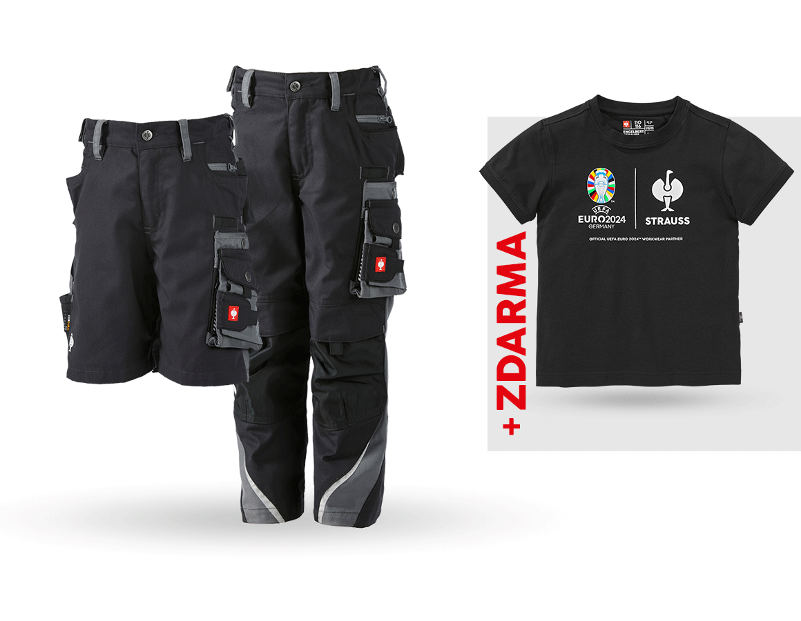 Oděvy: SADA: Dětské kalh. do pasu e.s.motion+šort.+tričko + grafit/cement