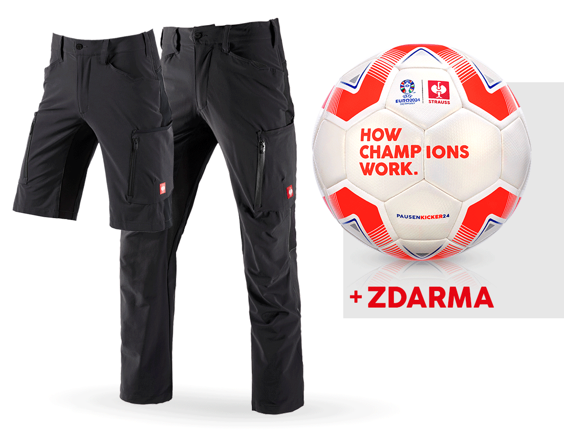Oděvy: SADA: Cargo kalh. e.s.vision stretch+šortky+fotbal + černá