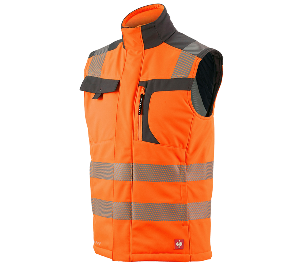 Pracovní vesty: Výstražná softshellová vesta e.s.motion + výstražná oranžová/antracit