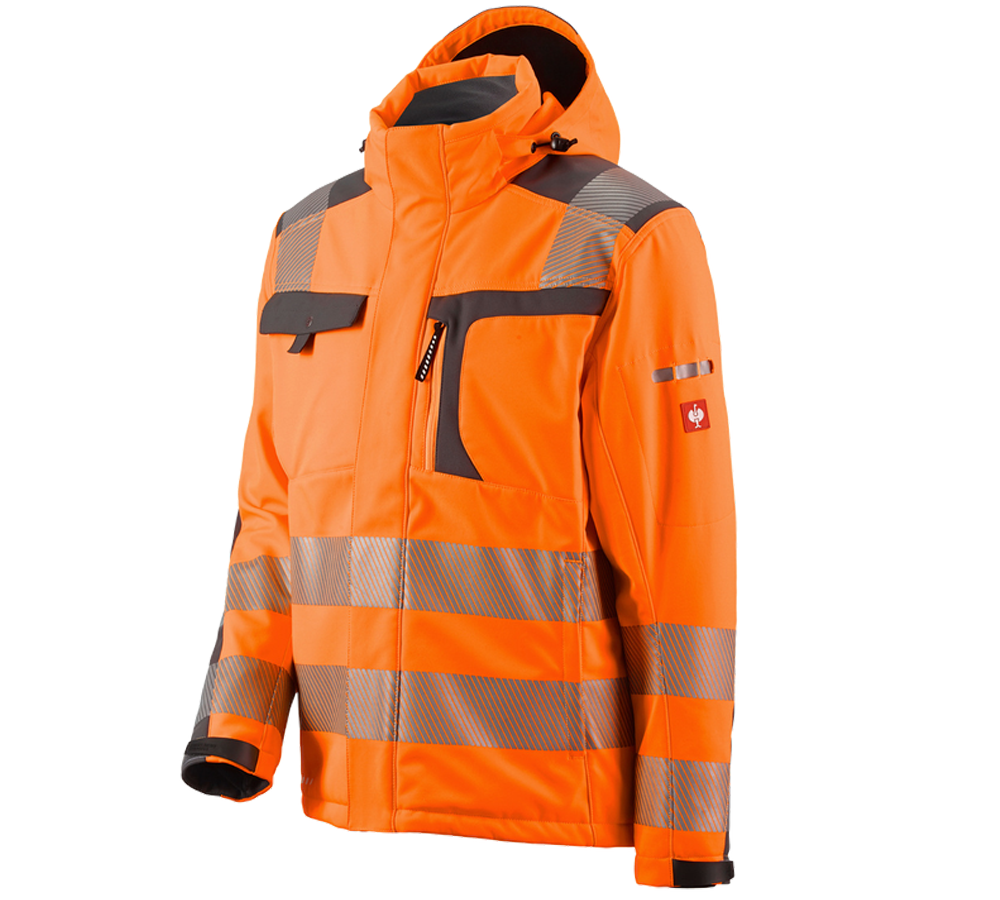Pracovní bundy: Výstražná softshellová bunda e.s.motion + výstražná oranžová/antracit
