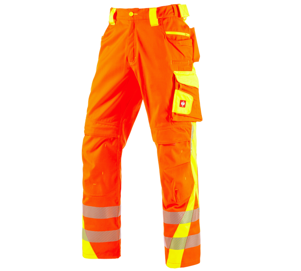 Pracovní kalhoty: Výstražné kalhoty do pasu e.s.motion 2020 Zimní + výstražná oranžová/výstražná žlutá