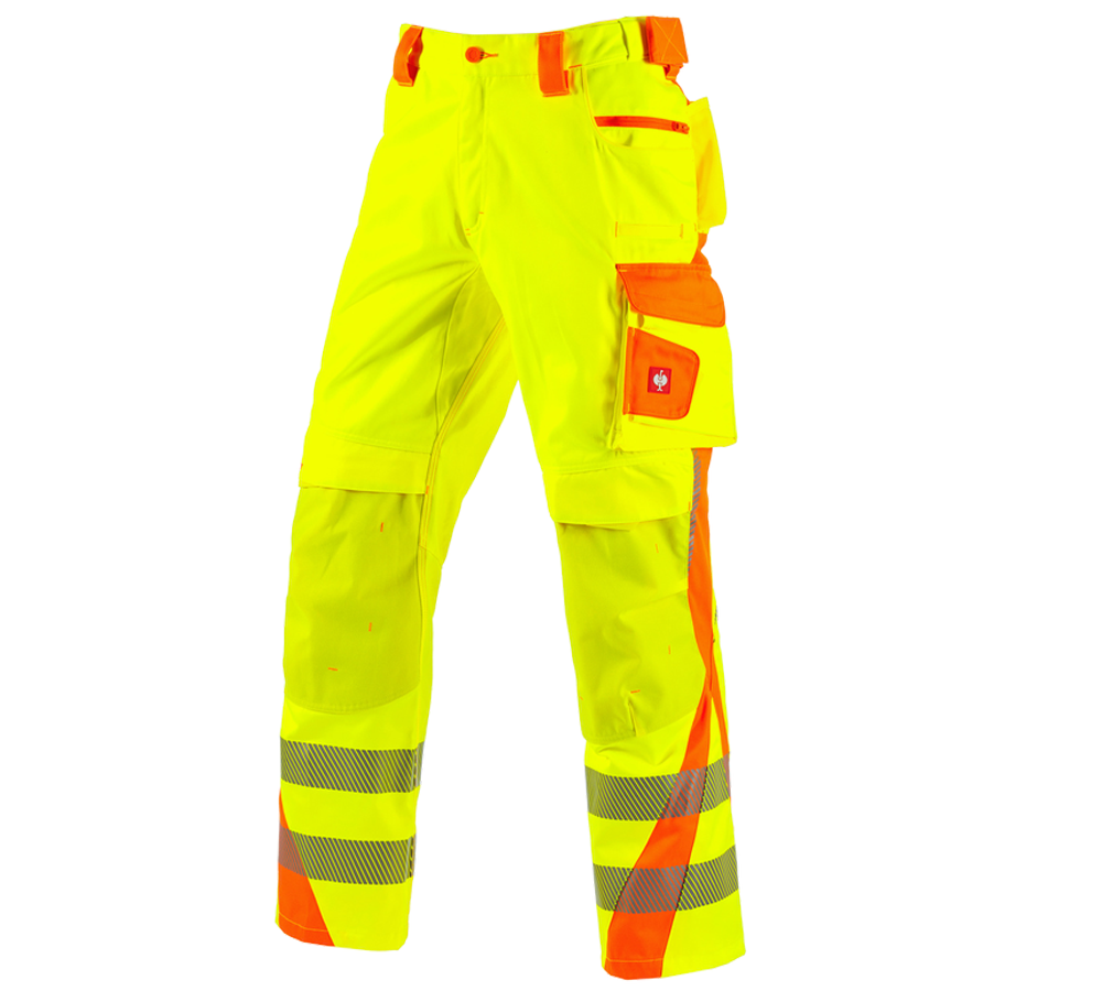 Pracovní kalhoty: Výstražné kalhoty do pasu e.s.motion 2020 Zimní + výstražná žlutá/výstražná oranžová