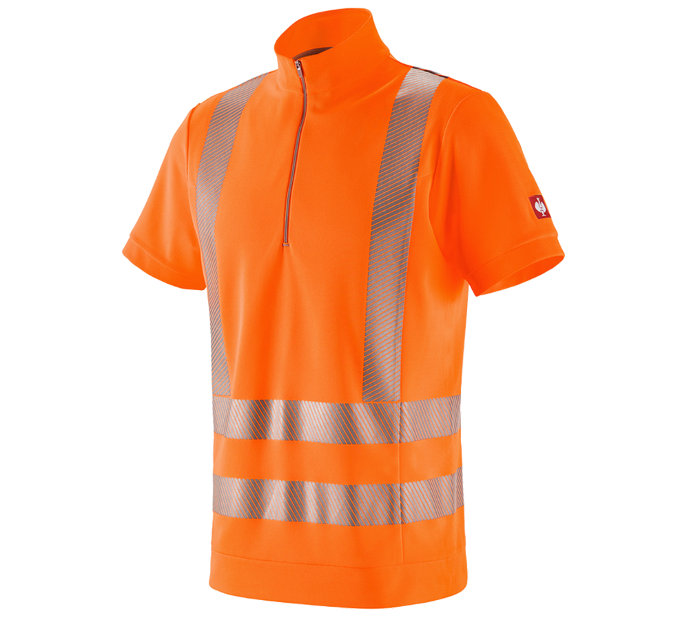 Témata: e.s. Výstražné funkční triko se zipem UV + výstražná oranžová