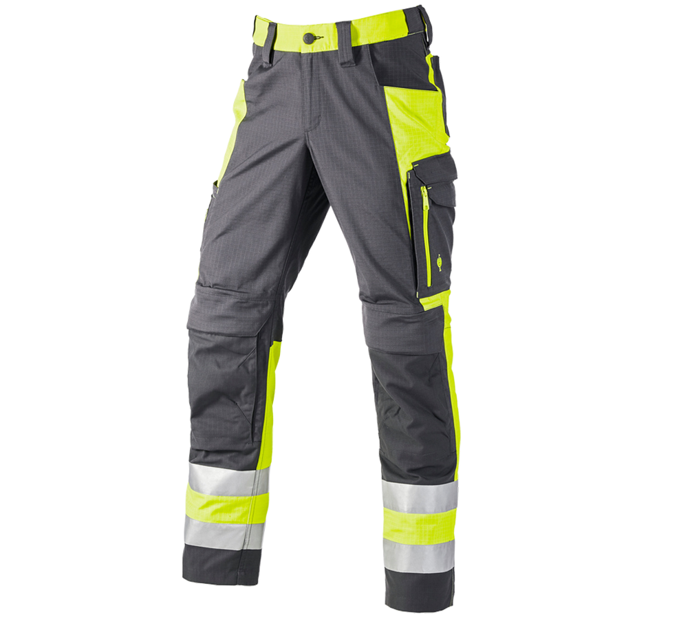 Pracovní kalhoty: Výstražné kalhoty do pasu e.s.concrete + antracit/výstražná žlutá