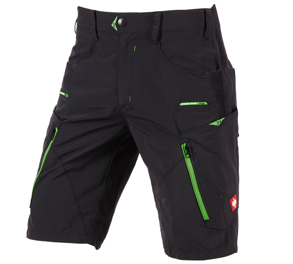 Pracovní kalhoty: e.s. Funkční šortky Superlite + černá/neonová zelená